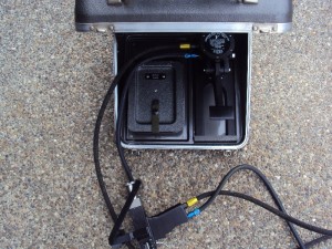 integral foot pedal inside case